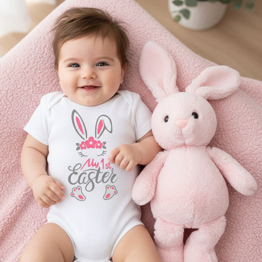 My 1st Easter Baby Bodysuit, First Easter Onesie, Newborn Easter Gift, 1st Easter Outfit, Baby's 1st Easter Bodysuit, Bunny Rabbit Onesie