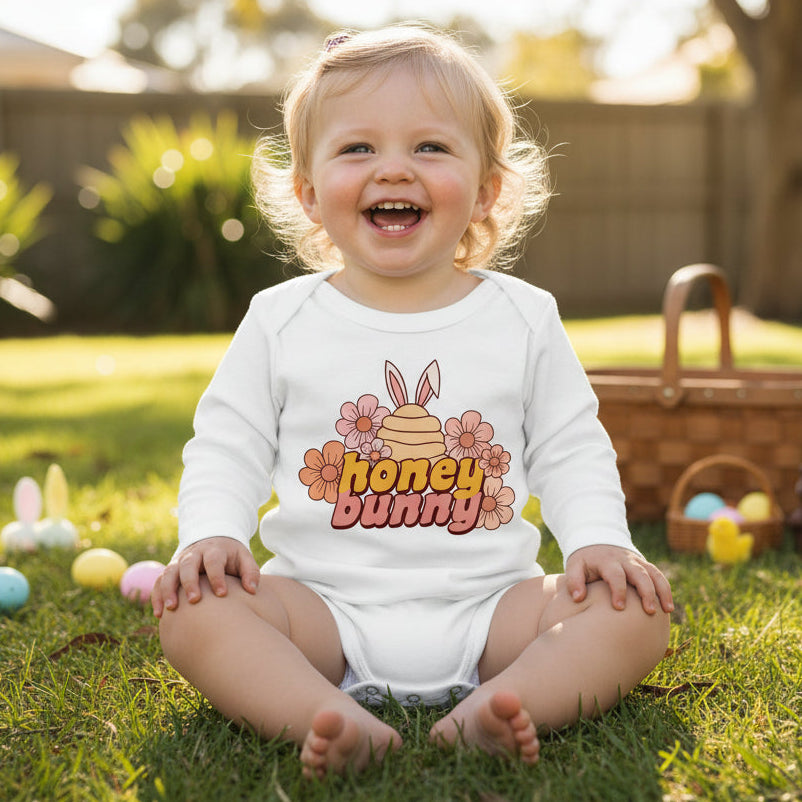 Honey Bunny 1st Easter Baby Bodysuit, First Easter Baby Bodysuit, Newborn Easter Gift, 1st Easter Outfit, Baby's 1st Easter, Bunny Rabbit