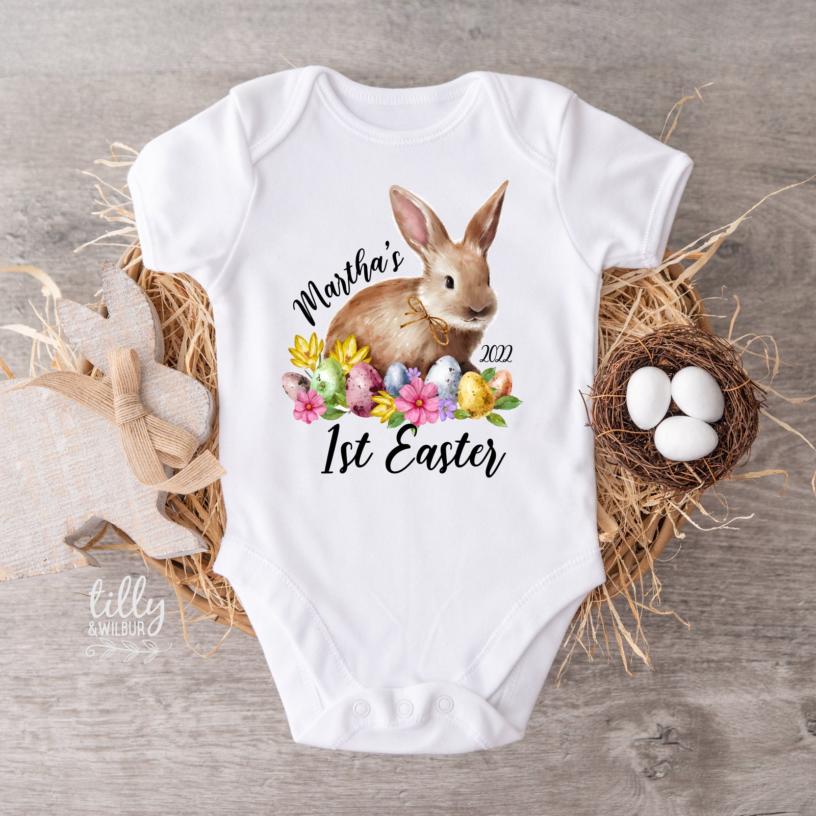 Personalised 1st Easter Baby Bodysuit, First Easter 2022 Baby Bodysuit, Newborn Easter Gift, 1st Easter Outfit, Baby's 1st Easter Onesie