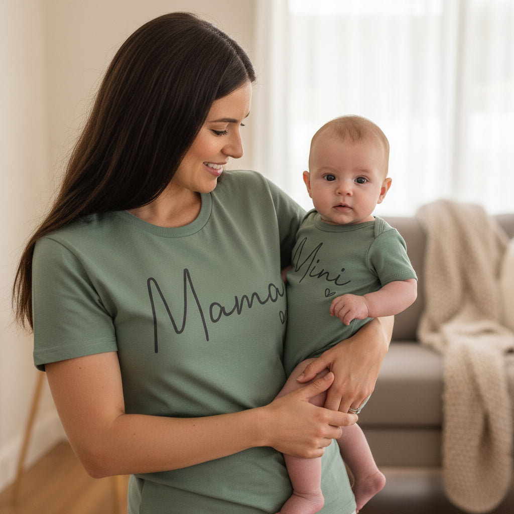 Mama & Me, Mama T-Shirt, Mini Bodysuit, Mama And Mama's Mini Matching Outfits, Our First Mother's Day, Mother Daughter, Mother Son Gift