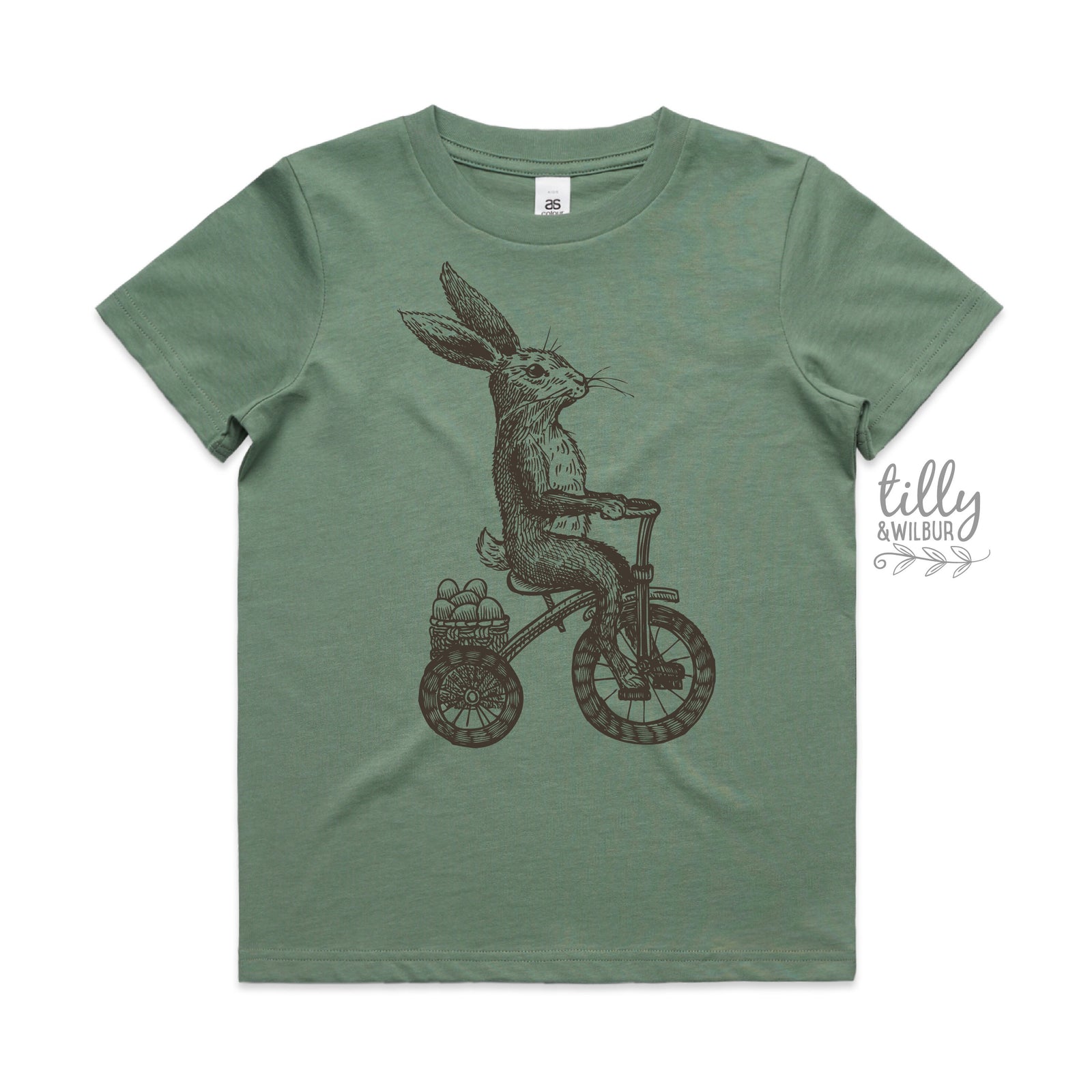 Easter T-Shirt, Kid's Easter T-Shirt, Easter Egg Hunt T-Shirt, Boys Easter Gift, Youth Easter Outfit, Vintage Rabbit On Bicycle Illustration