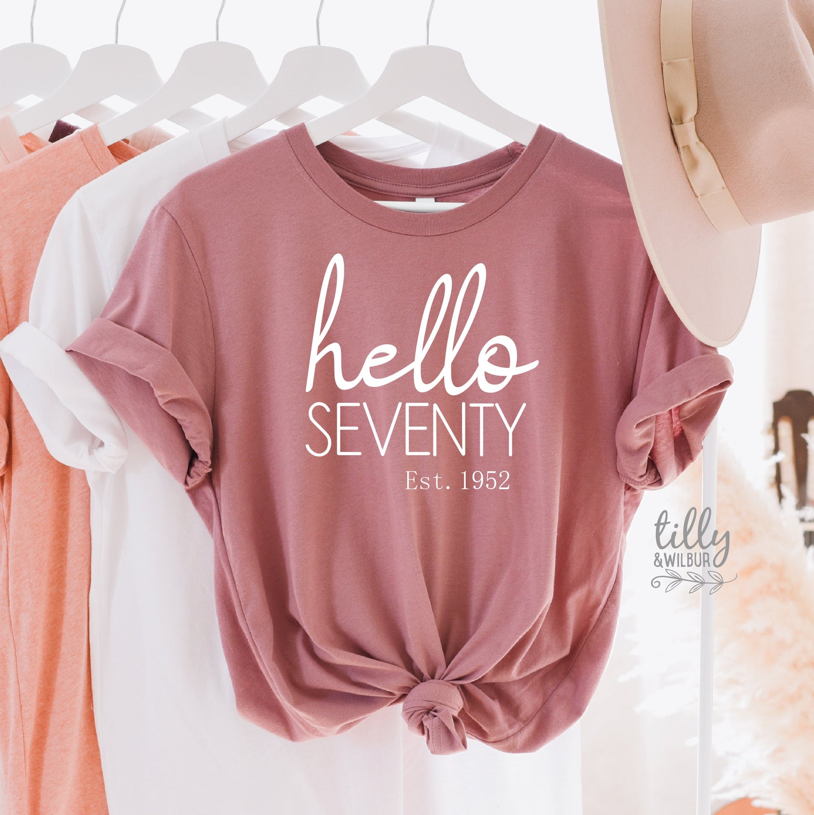 70th Birthday T-Shirt, Hello Seventy Est, Personalised Year, 70 And Fabulous T-Shirt, Women's 70th Birthday T-Shirt, Women's 70th Birthday