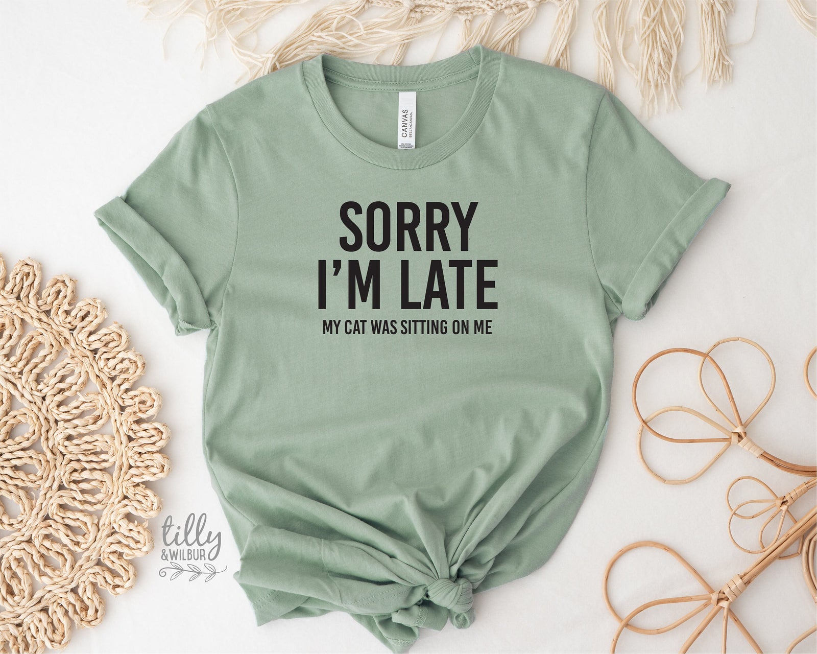 Cat T-Shirt, Sorry I'm Late The Cat Was Sitting On Me T-Shirt, Funny Cat T-Shirt, Kitty Tee, Kitten T-Shirt, I Love Cats T-Shirt, Cat Lover