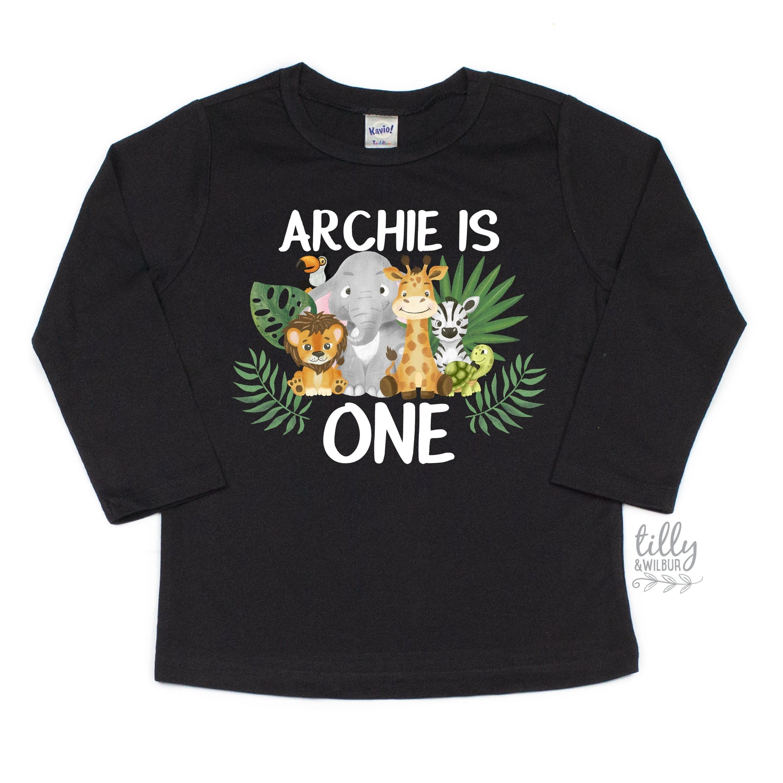 Wild One Safari First Birthday T-Shirt, Safari Baby Birthday Gift, 1st Birthday Boy, Long Sleeve 1st Birthday Outfit, Jungle Animal Theme