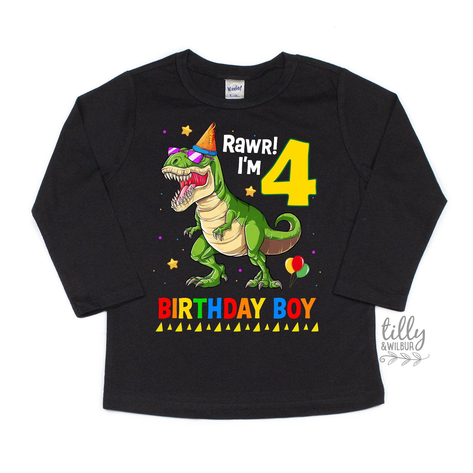 Dinosaur Birthday T-Shirt, Rawr I'm 4, Happy Birthday Dinosaur T-Shirt, Boy's Dinosaur Birthday T-Shirt , 4th Birthday Dinosaur Theme, Gift