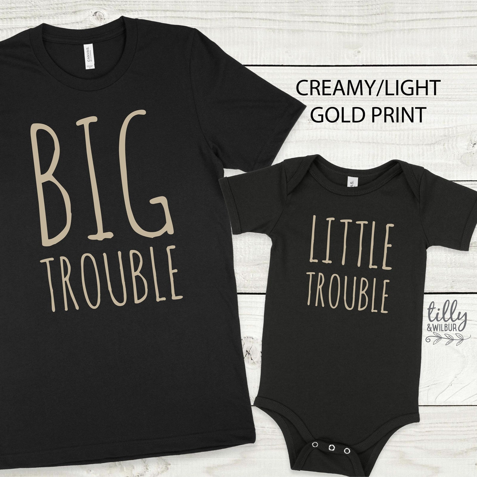 Big Trouble Little Trouble Matching Outfits, Father Son Matching Shirts, Father's Day Gift, New Baby Gift, Baby Shower Gift, Daddy And Me