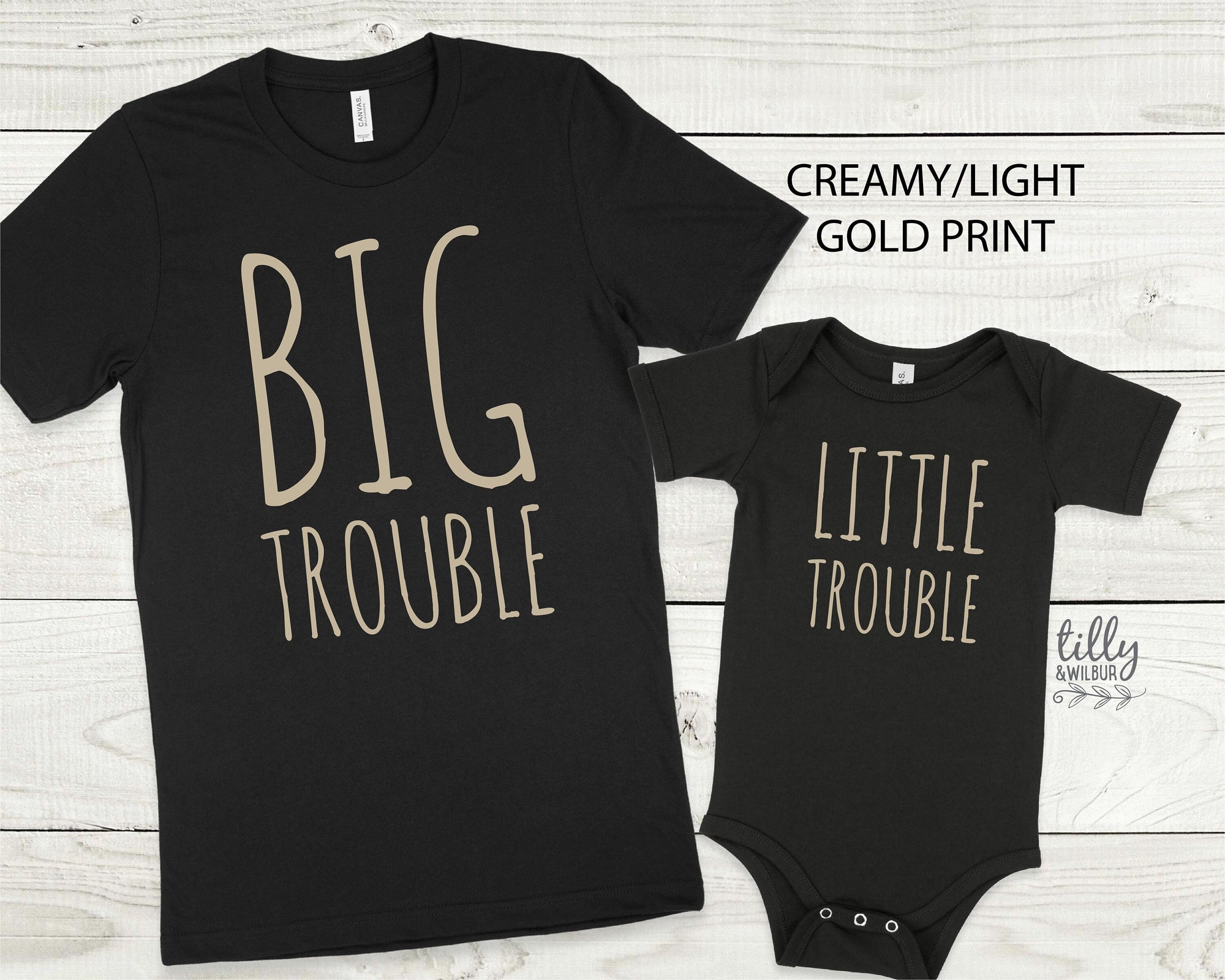 Big Trouble Little Trouble Matching Outfits, Father Son Matching Shirts, Father's Day Gift, New Baby Gift, Baby Shower Gift, Daddy And Me