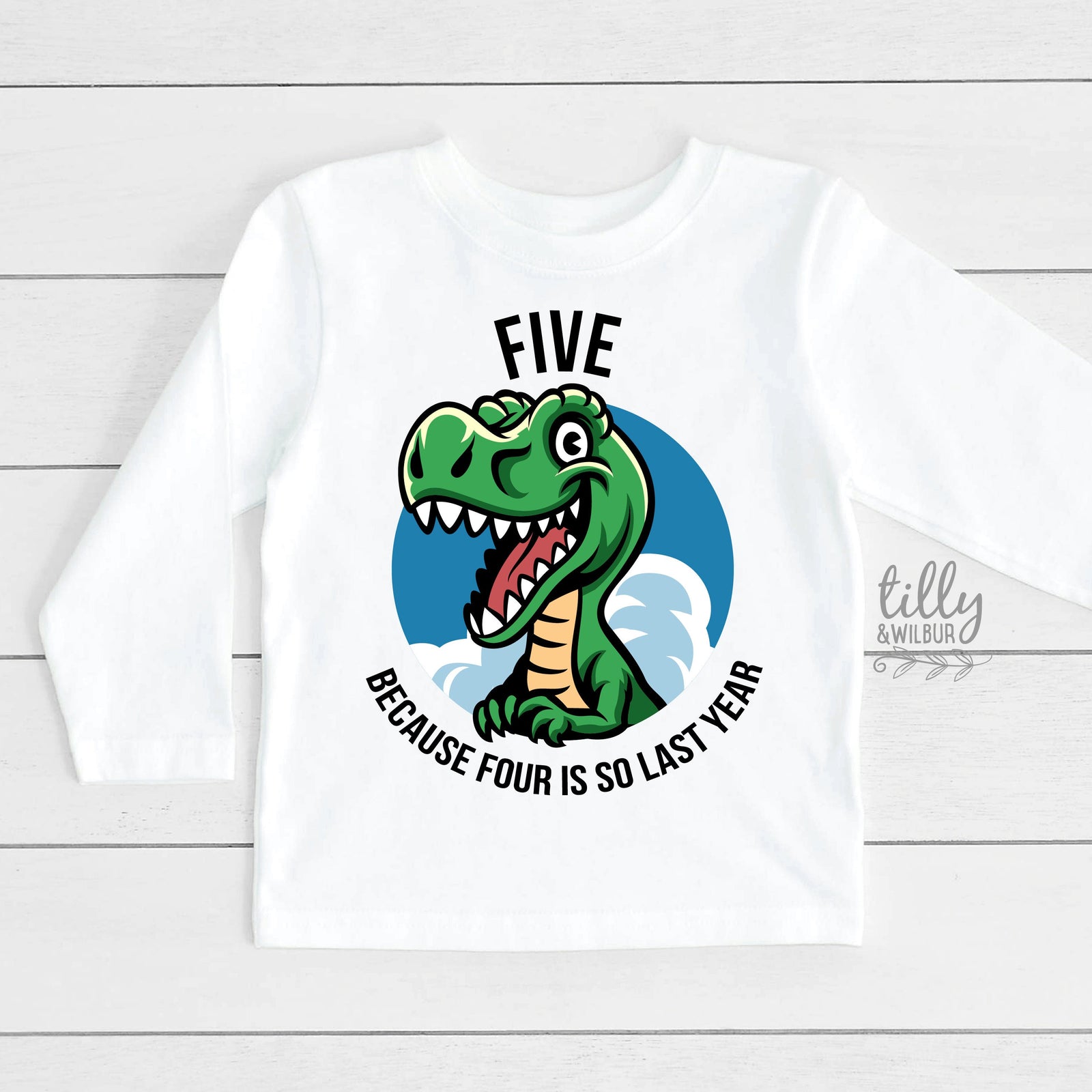 Five Because Four Is So Last Year T-Shirt, 5th Birthday T-Shirt, Dinosaur T-Shirt, Five Year Old Birthday, Fifth Birthday, 5th Birthday Boy