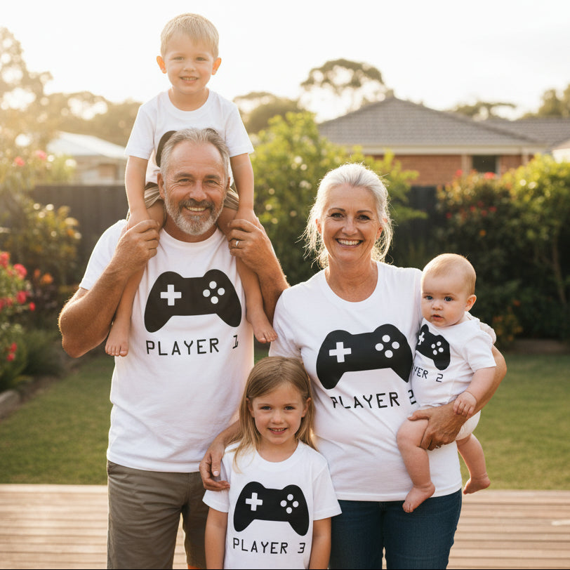 Player 1 Player 2, Father Son Matching Shirts, Matching Dad Baby, Twin Outfits, Sibling Set, Gaming, Father's Day Gift, Video Gift, Gamer