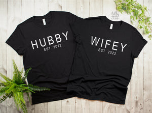 Hubby And Wifey Matching T-Shirts, Mr And Mrs Matching T-Shirts, Newlywed T-Shirts, Honeymoon T-Shirts, Wedding Gift, His and Hers Clothing