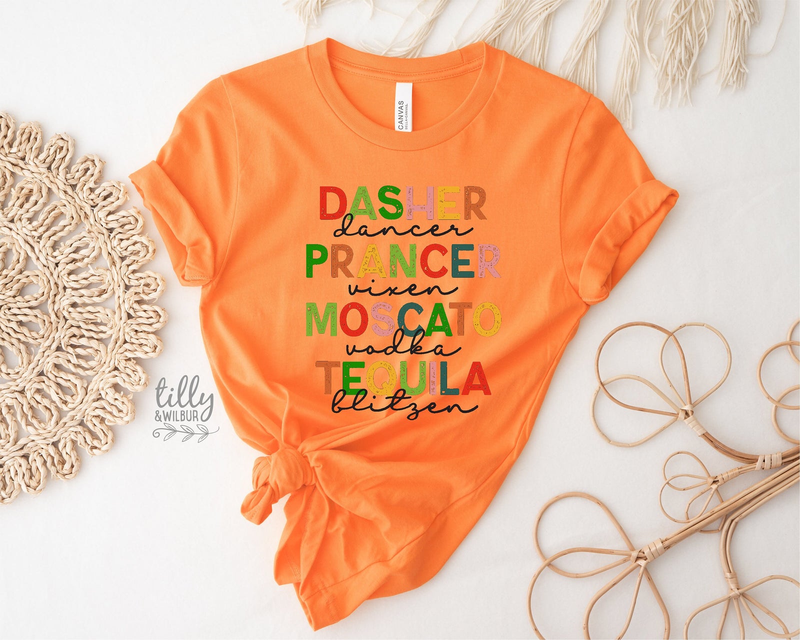 Reindeer Christmas T-Shirt, Funny Women's Christmas Shirt, Dasher Dancer Prancer T-Shirt, Drinking Christmas Tee, Women's Christmas Gift