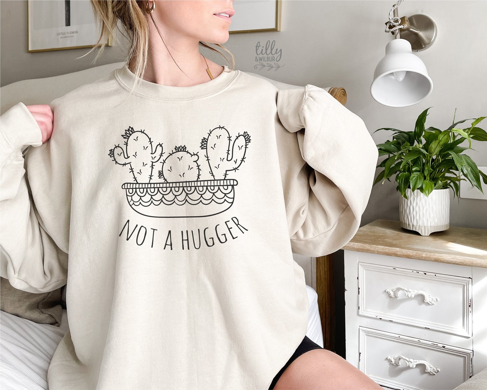 Not A Hugger Women's Sweatshirt, Hugs Crew, Mother's Day, Cactus Jumper, Gift For Her, Her Birthday, Hugging Gift, Free Hugs, Winter Premium