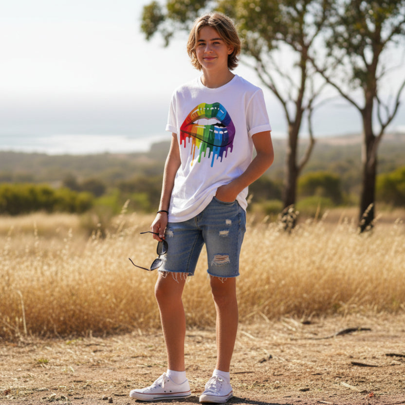 Pride T-shirt, Rainbow Lips T-shirt, Mardi Gras T-shirt, Self Expression T-shirt, LQBTQIA T-shirt, Rainbow T-shirt, Pride Colours, Liquid