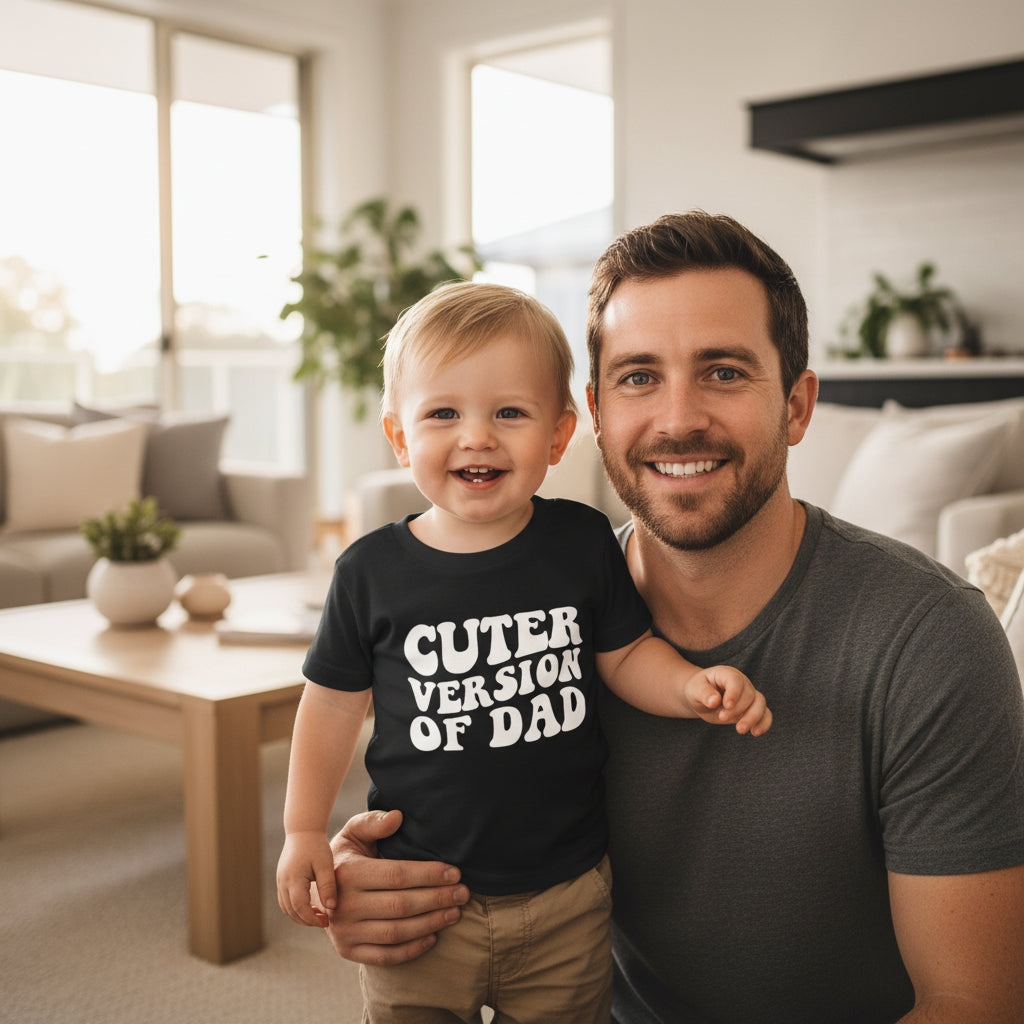 Cuter Version of Dad, Father's Day t-shirt, Kids Outfit, Fathers Day Gift, Funny Dad, Kid's clothing, t-shirts, Cute kids, Cuter Than Dad
