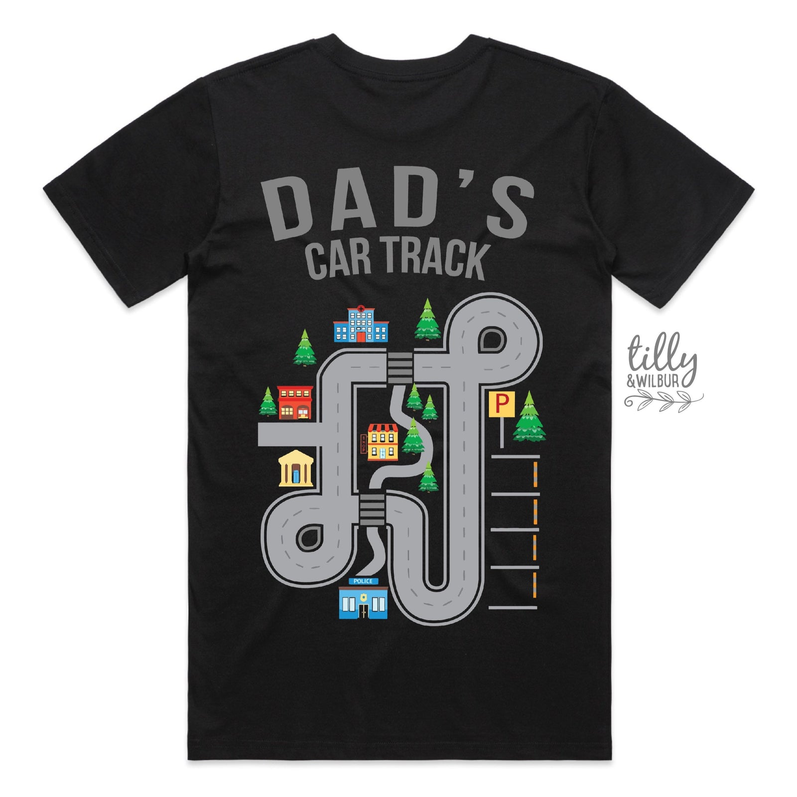 Daddy's Car Track T-Shirt, Dad's Car Track T-Shirt, Cars On Daddy's Back, Father and Son, Funny Fathers Day Gift, Racing Dad, Mechanic Dad