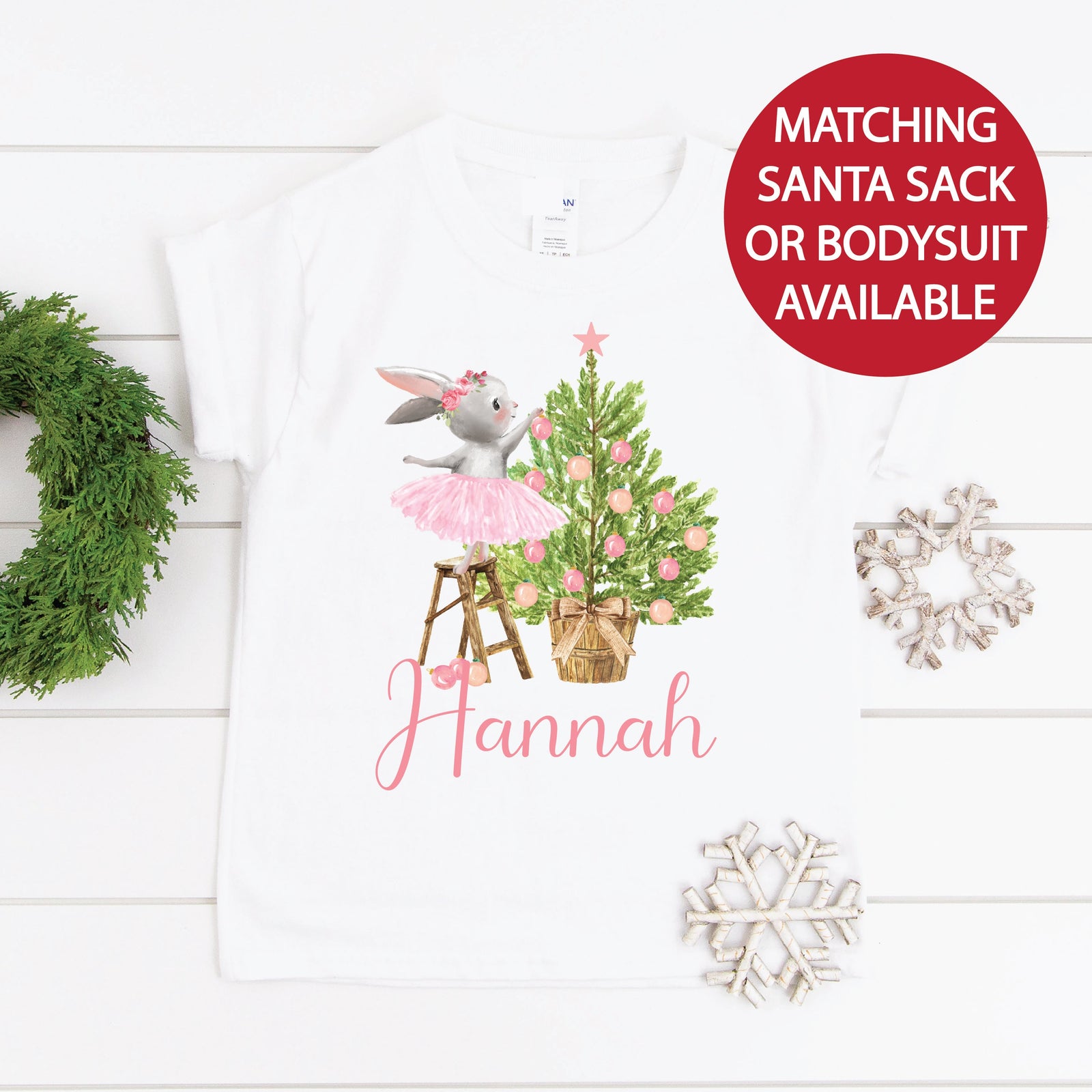 Christmas Ballerina Bodysuit, Ballerina Christmas Bodysuit, Ballet Christmas Gift, Matching Santa Sack, Christmas Keepsake, Ballerina Outfit