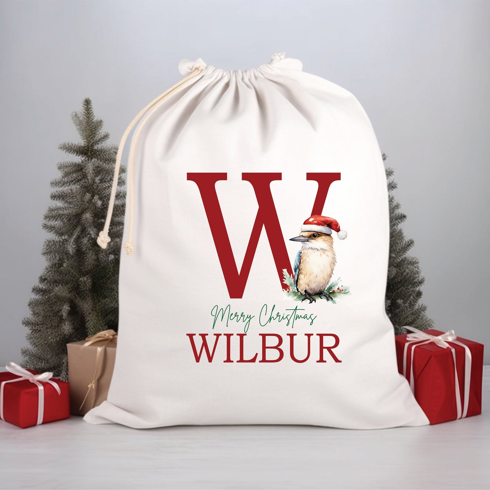 Personalised Santa Sack, Alphabet Santa Sack, 50cm x 70cm, High Quality Cotton Linen, Christmas Gift Bag, Christmas Keepsake, Xmas Stocking