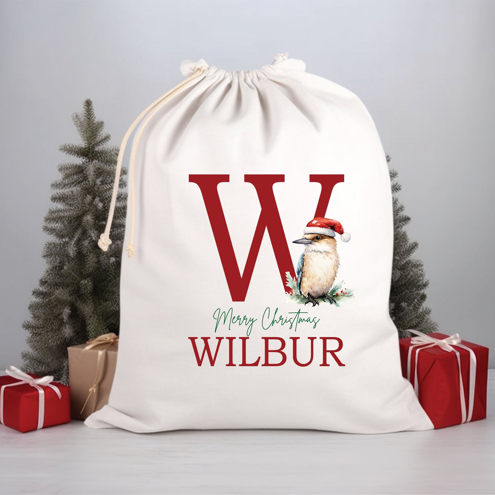 Personalised Santa Sack, Alphabet Santa Sack, 50cm x 70cm, High Quality Cotton Linen, Christmas Gift Bag, Christmas Keepsake, Xmas Stocking