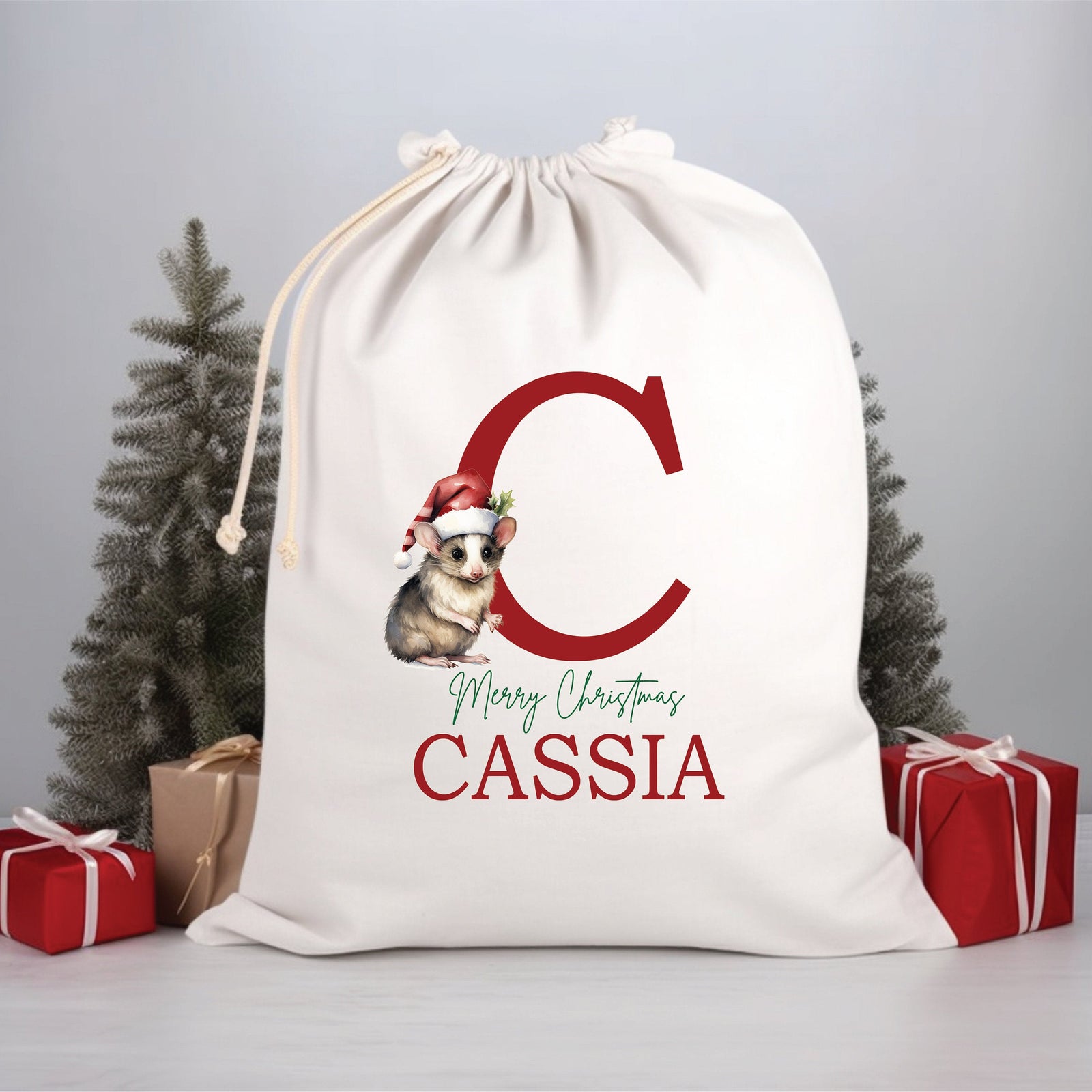 Personalised Santa Sack, Alphabet Santa Sack, 50cm x 70cm, High Quality Cotton Linen, Christmas Gift Bag, Christmas Keepsake, Xmas Stocking