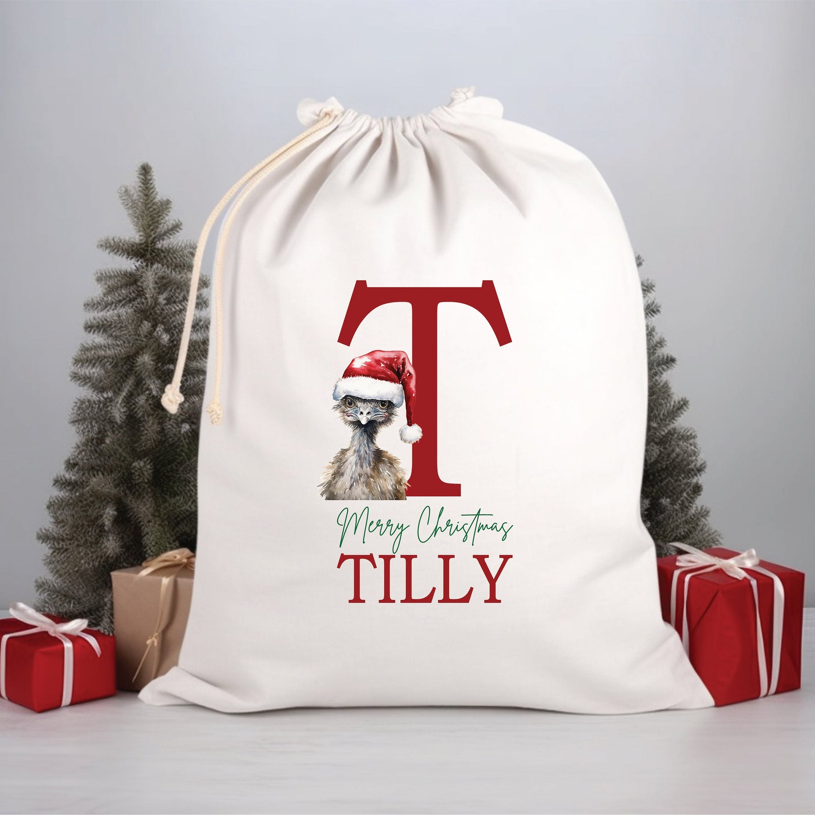 Personalised Santa Sack, Alphabet Santa Sack, 50cm x 70cm, High Quality Cotton Linen, Christmas Gift Bag, Christmas Keepsake, Xmas Stocking