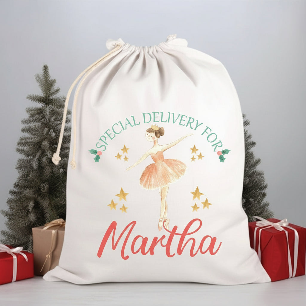 Personalised Santa Sack, Custom Nutcracker Santa Sack, 50x70cm, High Quality Cotton Linen, Christmas Gift Bag, Christmas Keepsake, Ballet