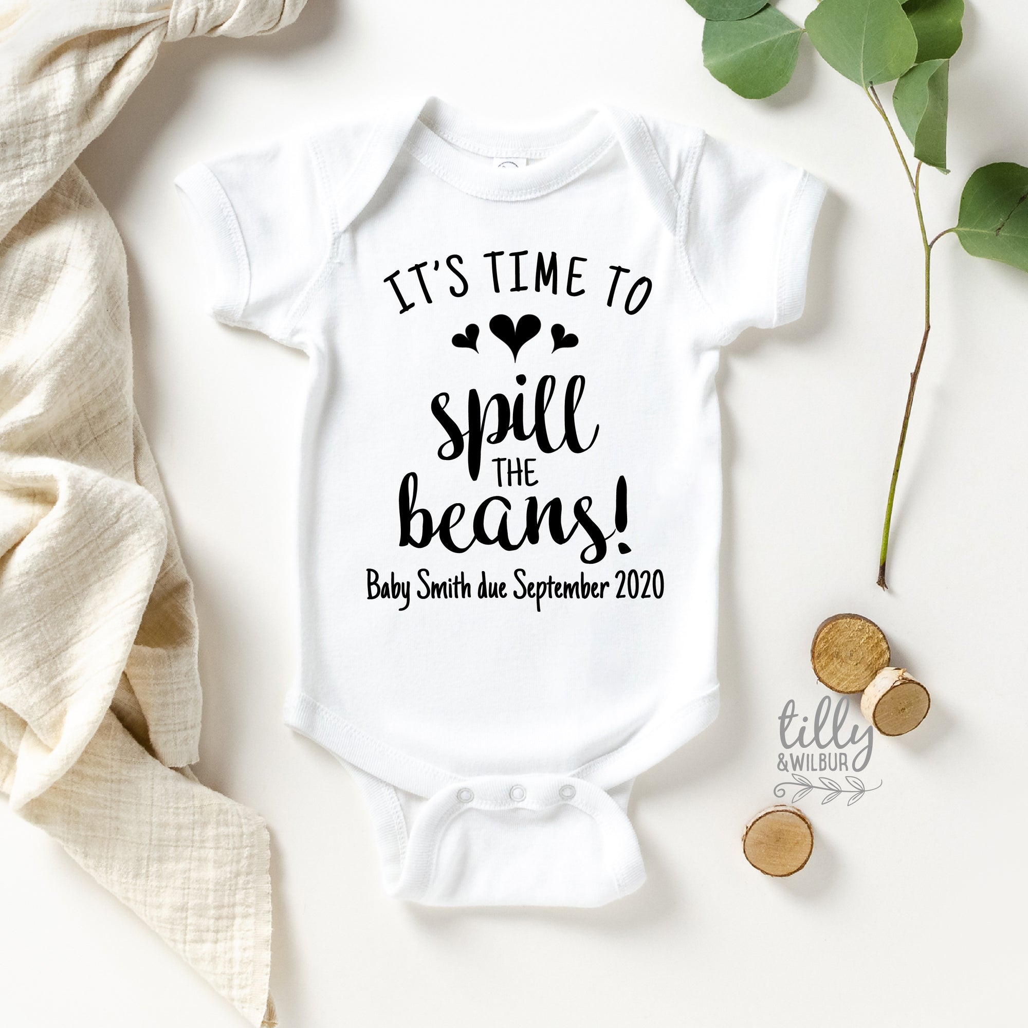 It's Time To Spill The Beans Pregnancy Announcement Bodysuit