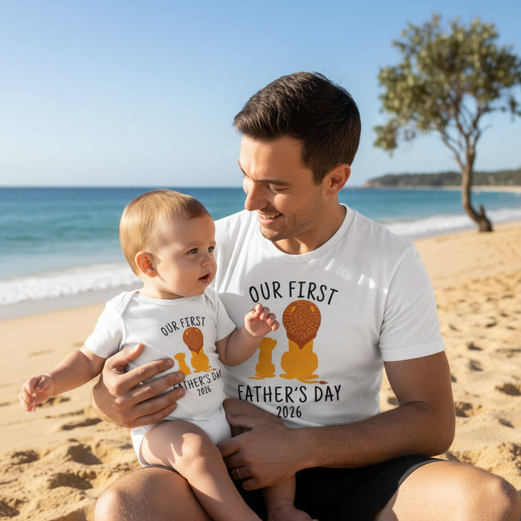 Our First Father's Day Matching Lion Tee & Bodysuit