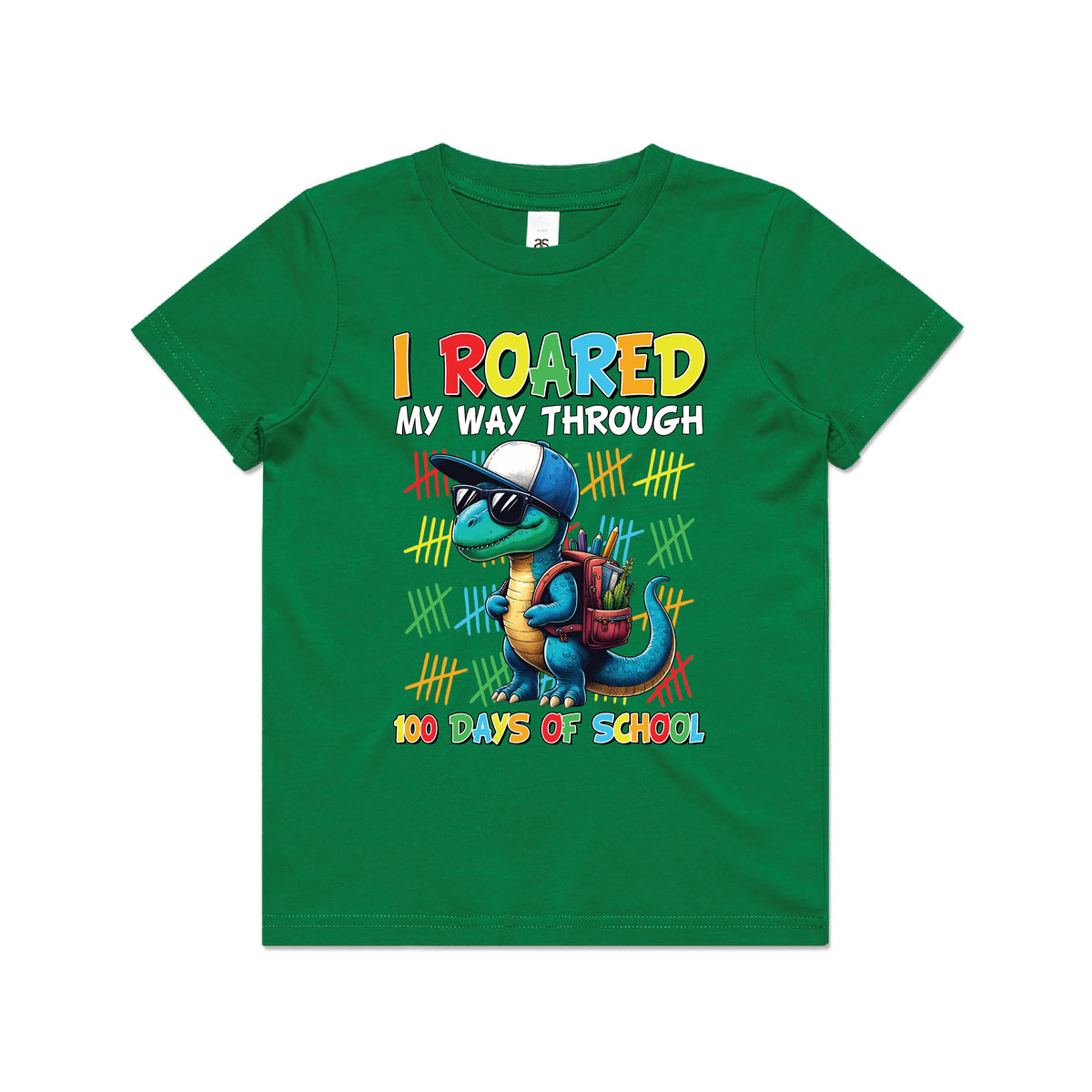 100 Days Of School Kids T-Shirt - I Roared My Way Through Dinosaur