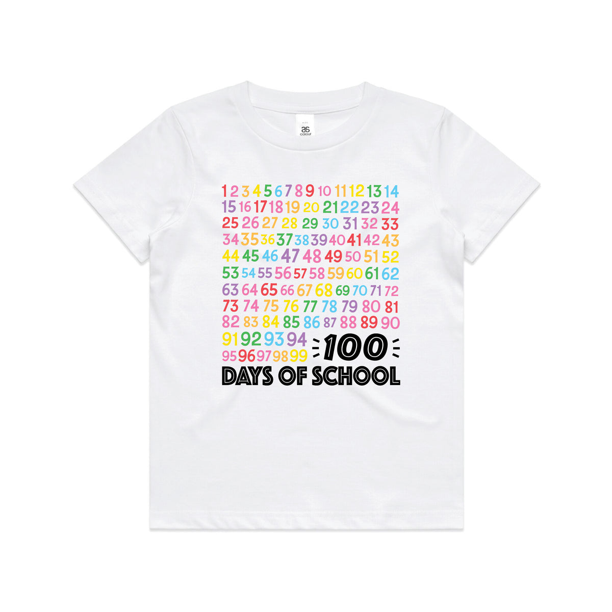 100 Days Of School T-Shirt - Rainbow Numbers Count Up Design