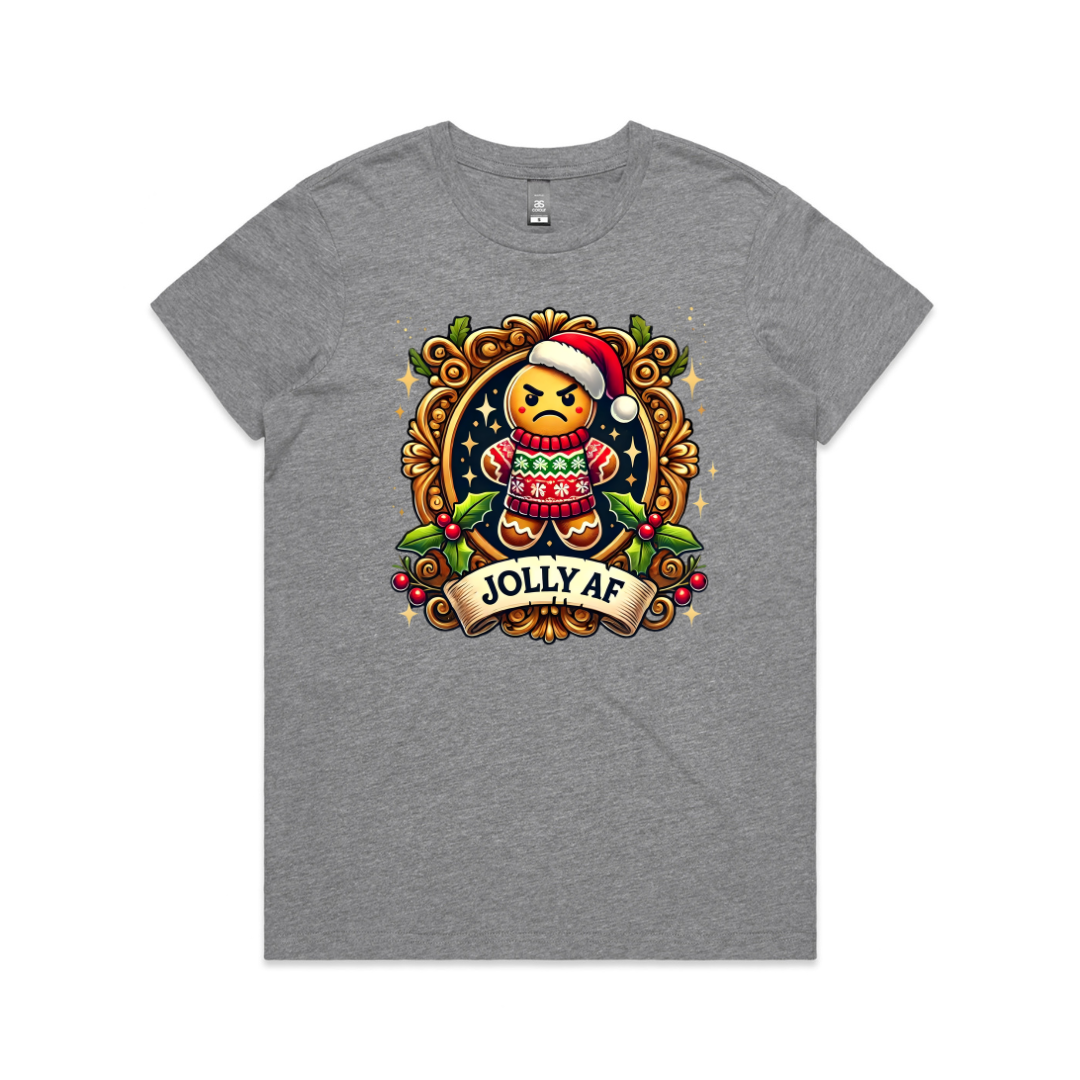 Jolly AF Grumpy Gingerbread Man Christmas T-Shirt