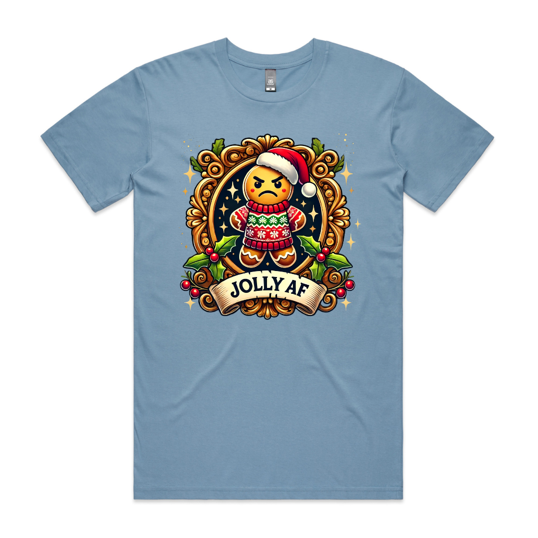 Jolly AF Grumpy Gingerbread Man Christmas T-Shirt