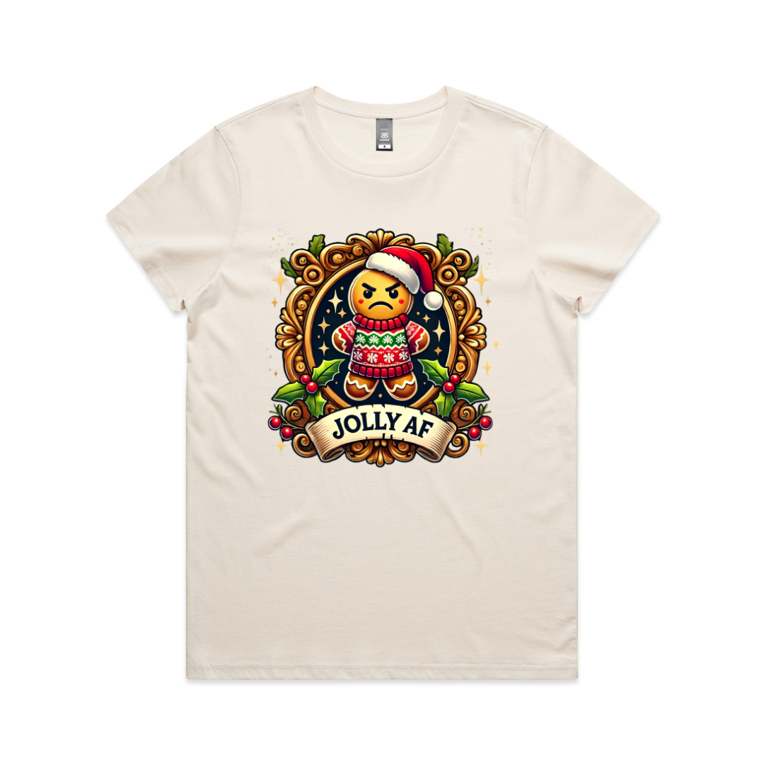 Jolly AF Grumpy Gingerbread Man Christmas T-Shirt