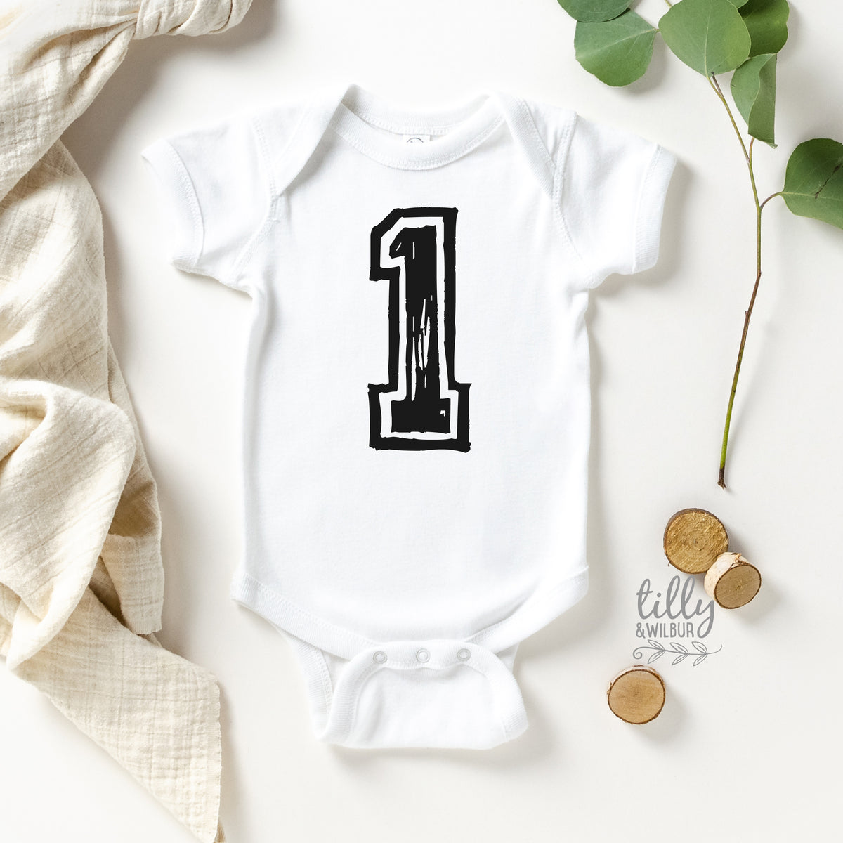 First Birthday Bodysuit – Number 1 Cake Smash Outfit