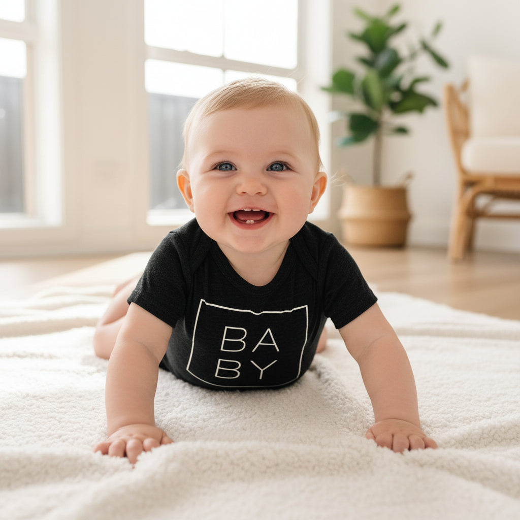 Baby Bodysuit With Minimalist Square Design For Newborns