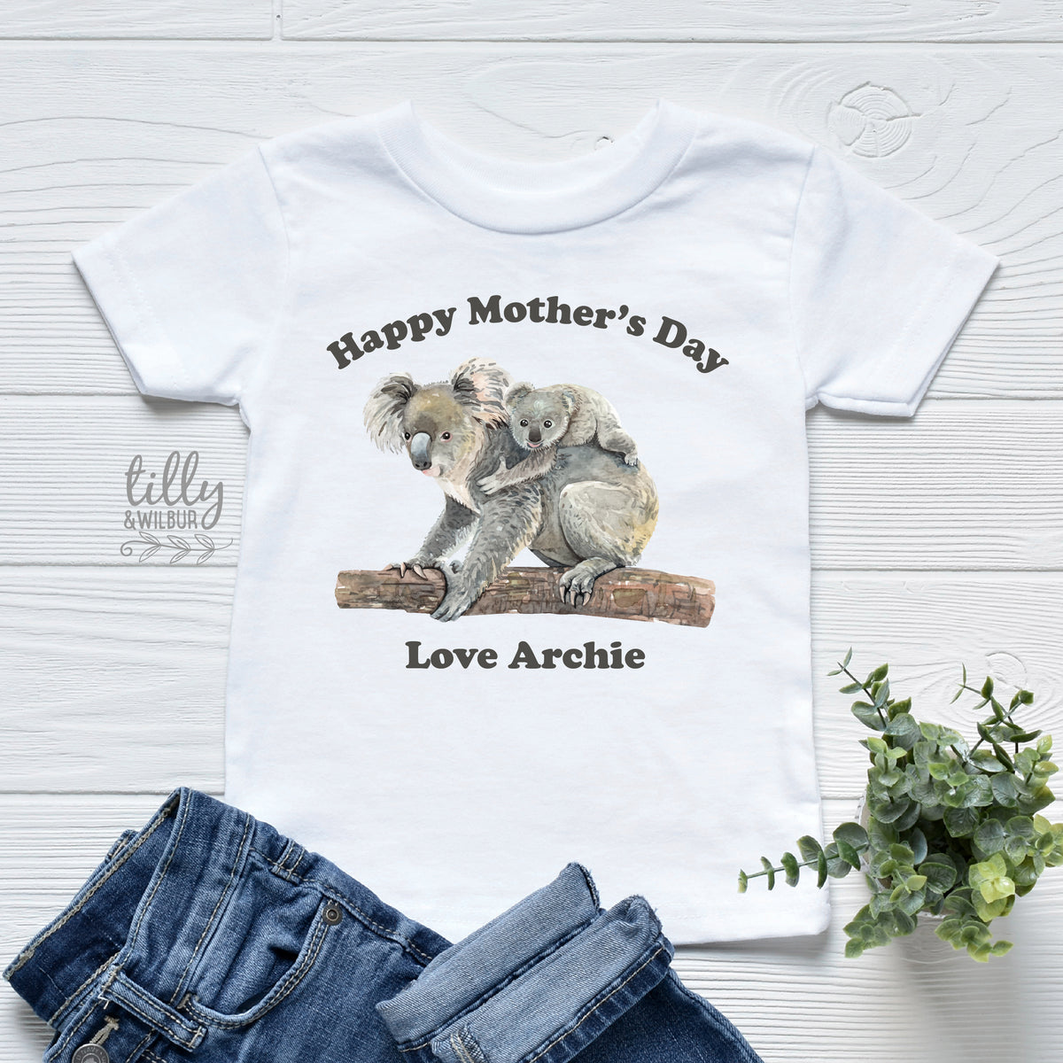Happy Mother’s Day Baby Bodysuit | Personalised Baby Outfit | Custom Name Koala Design | Mother’s Day Gift from Baby