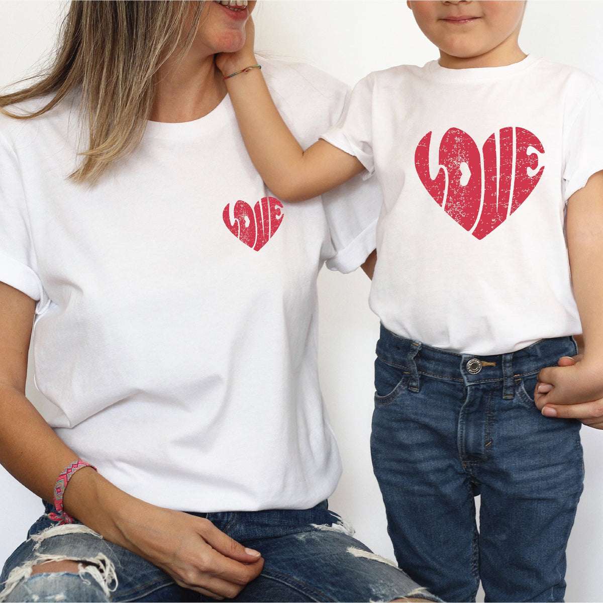 Retro Love Heart Graphic Tee | Valentine's Day Shirt &amp; Hoodie | DTF Printed
