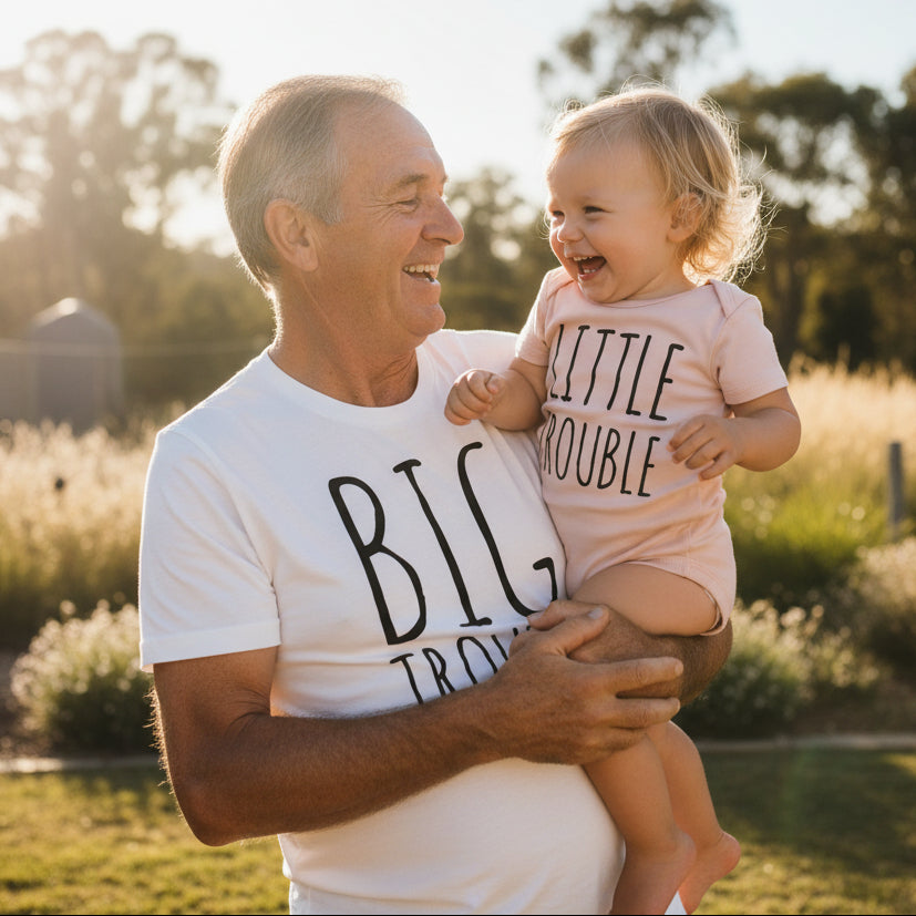 Big Trouble and Little Trouble – Matching Family Shirt and Bodysuit