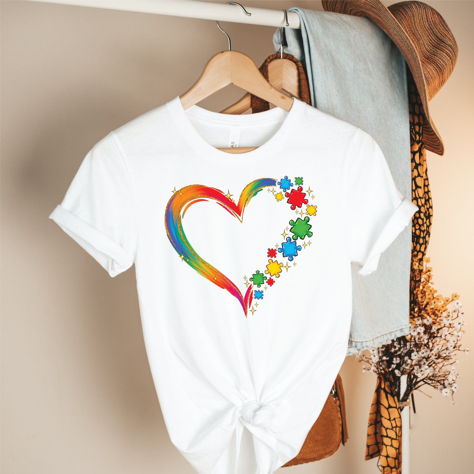 Autism Awareness Shirt Australia | Rainbow Heart Puzzle Tee | Autism Mum Shirt | Neurodiversity Support | All Sizes