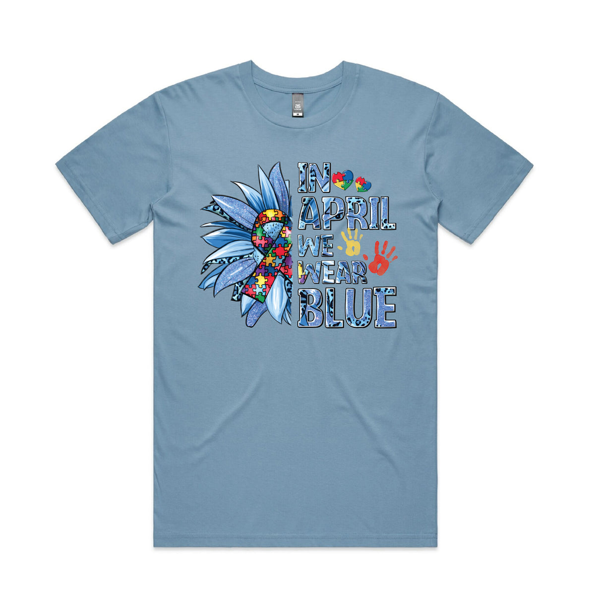 Autism Awareness Shirt Australia | In April We Wear Blue Tee | Puzzle Ribbon Sunflower Shirt | Neurodiversity Support | All Sizes
