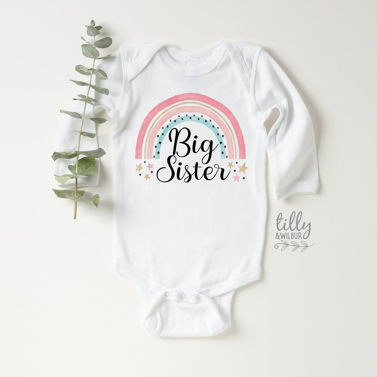 Big Sister Rainbow T-Shirt and Baby Bodysuit - Sibling Gift