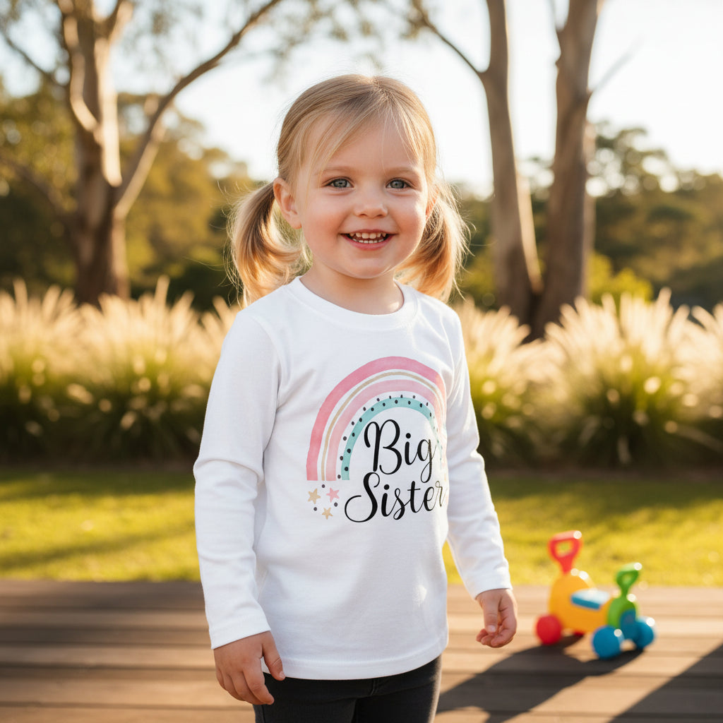 Big Sister Rainbow T-Shirt and Baby Bodysuit - Sibling Gift