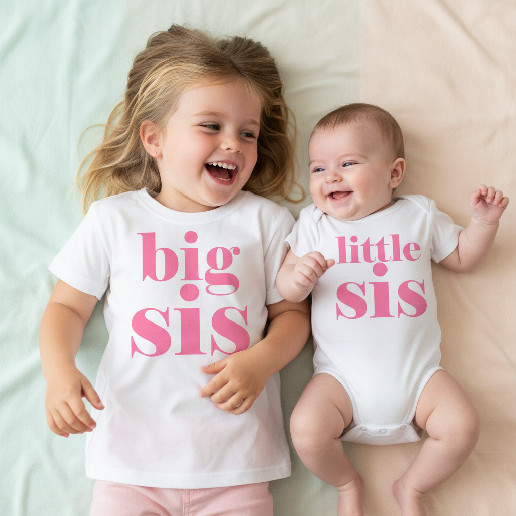 Big Sis Little Sis Matching Sister T-Shirt & Bodysuit Set