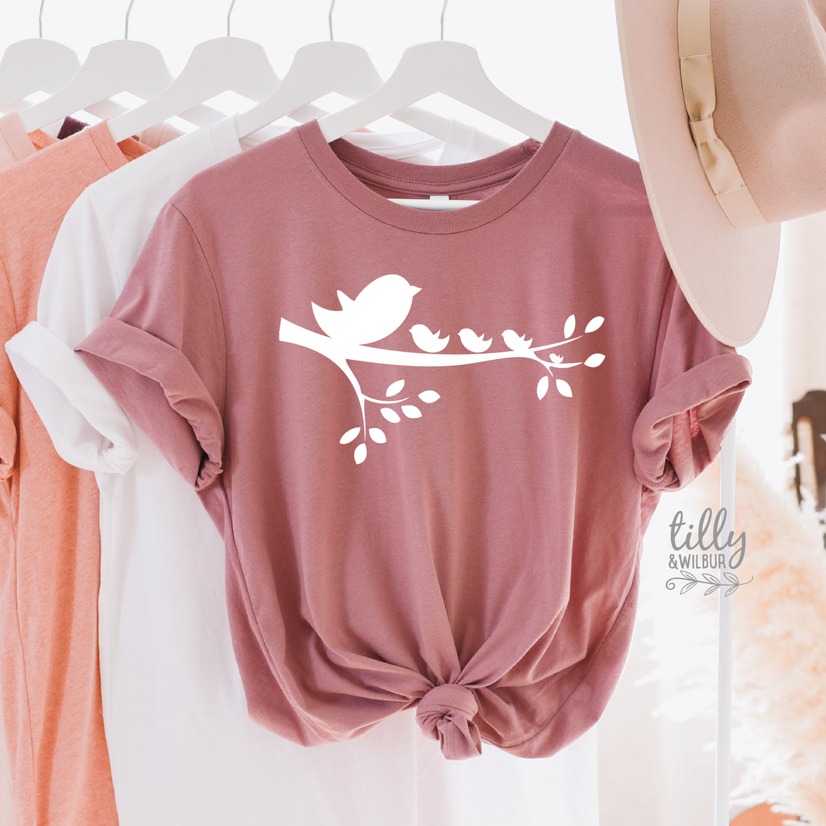 Personalised Mum Birds Shirt | Custom Family Bird Design | Mother's Day Gift | Grandma Gift | T-Shirts Hoodies Sweatshirts