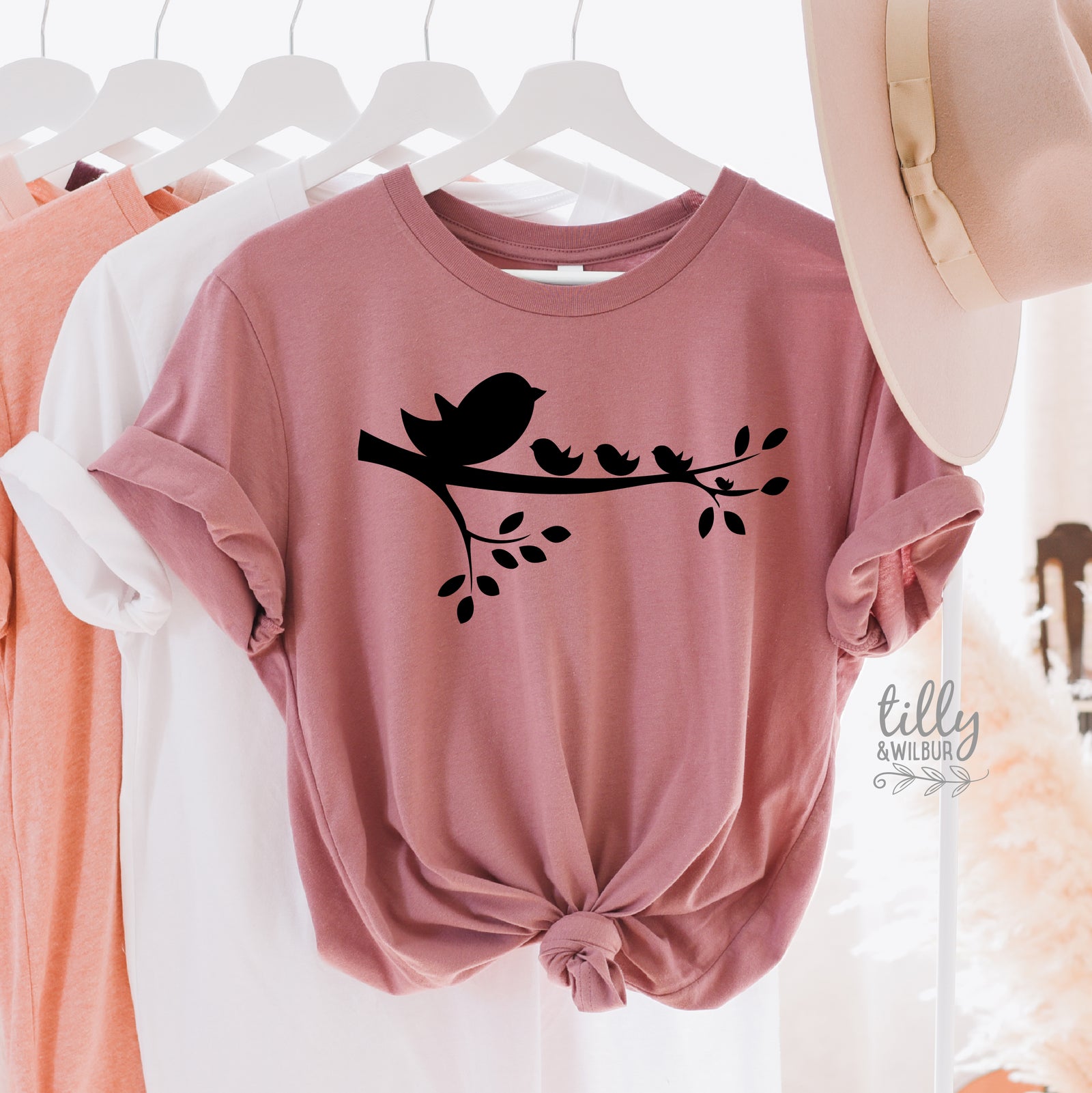Personalised Mum Birds Shirt | Custom Family Bird Design | Mother's Day Gift | Grandma Gift | T-Shirts Hoodies Sweatshirts