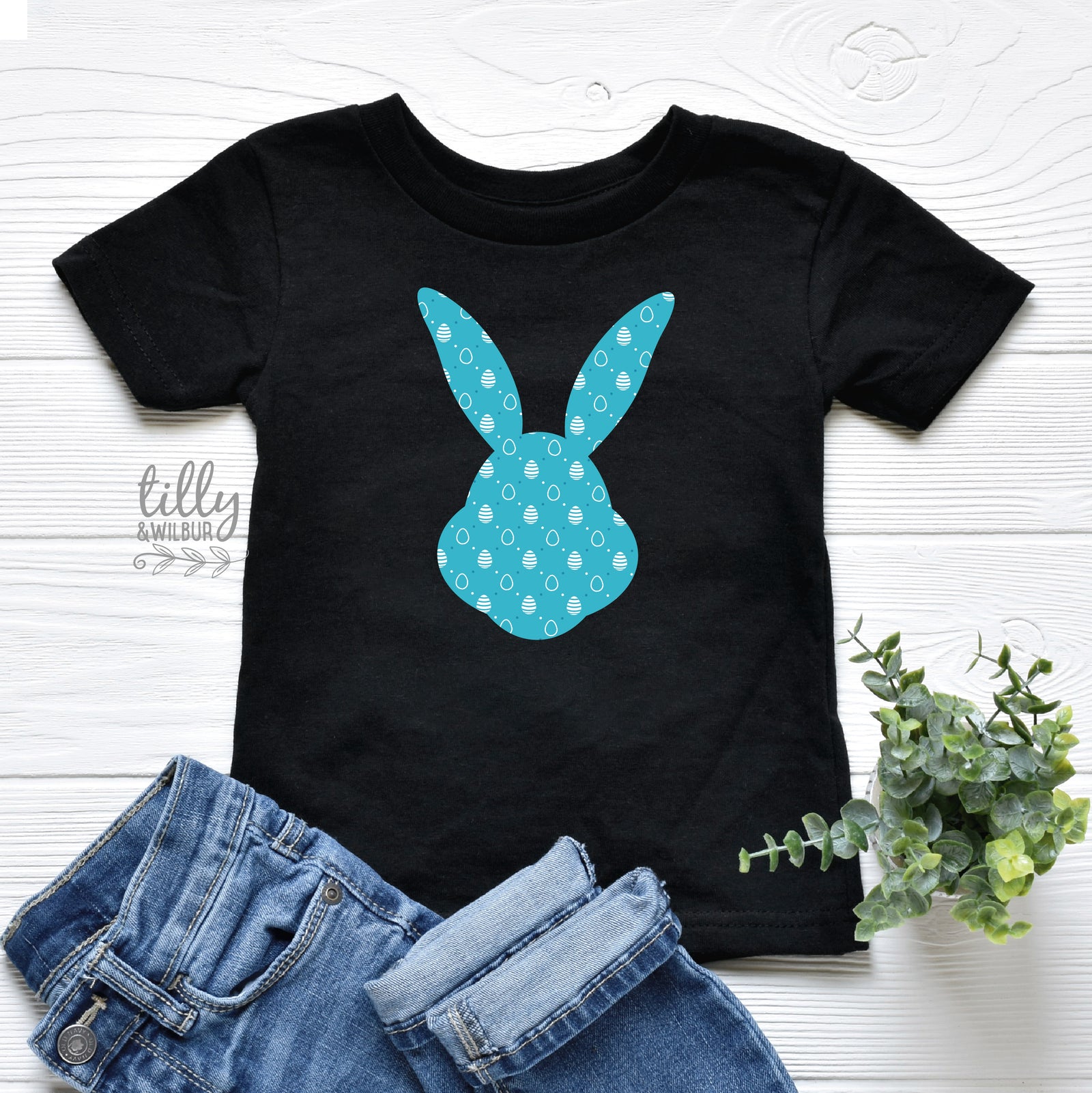 Blue Easter Bunny Kids Shirt | Easter Bunny Silhouette Shirt | Easter Egg Hunt Shirt | Baby Toddler Kids Easter Outfit | Boys Girls Easter Tee