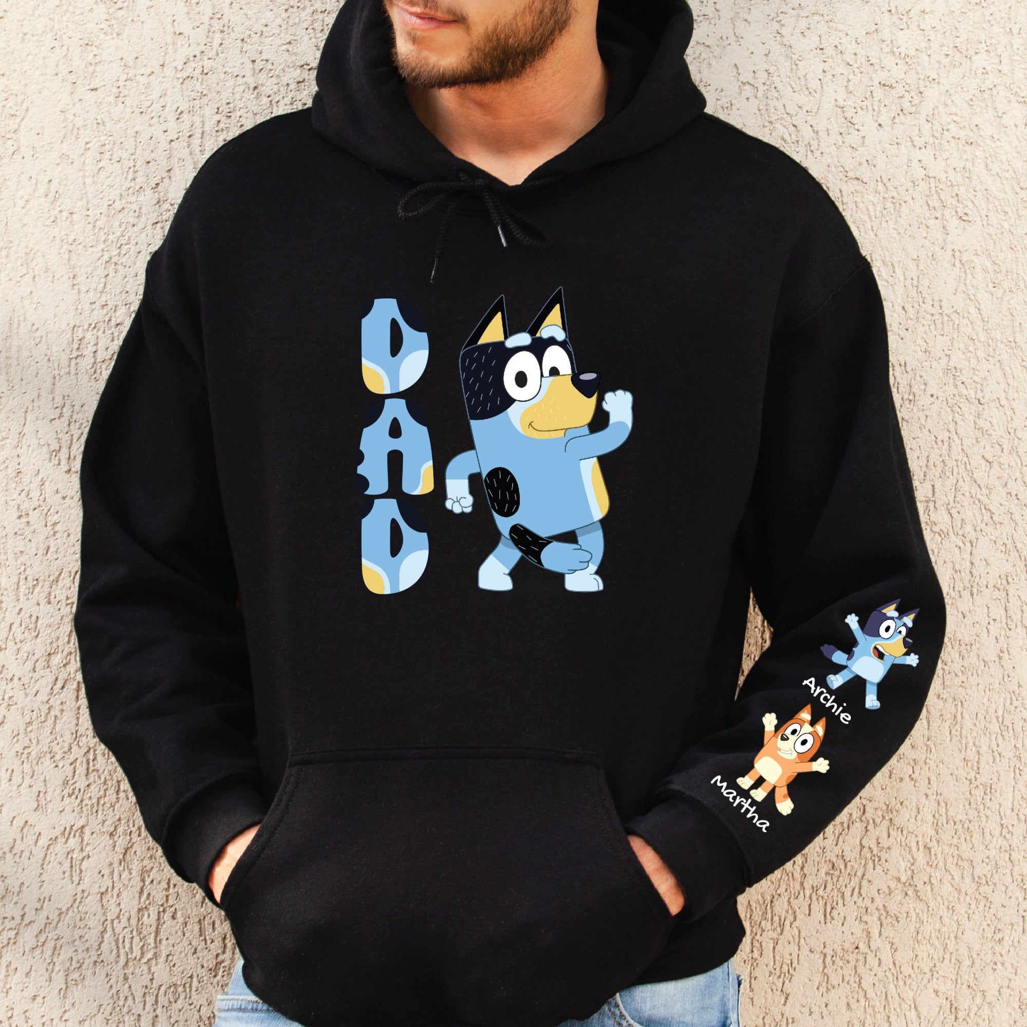 Bandit Hoodie (Bluey's Dad) Personalised With Kids Names
