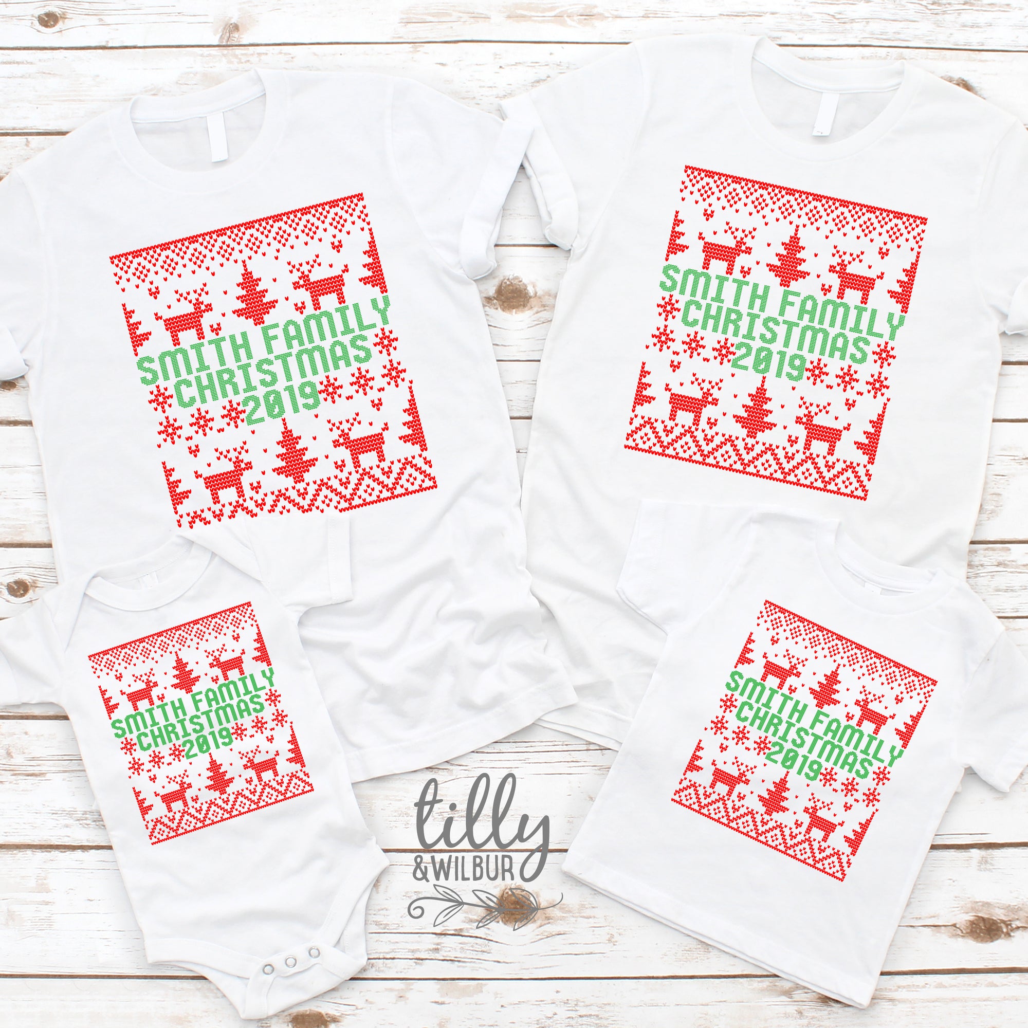 Family Christmas With Custom Name & Year (MORE COLOURS & STYLES)