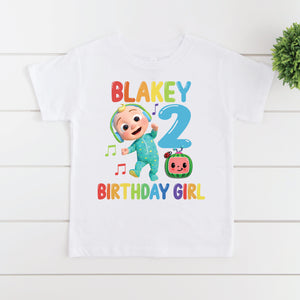 Cocomelon Character Birthday T-Shirt with Custom Name and Age