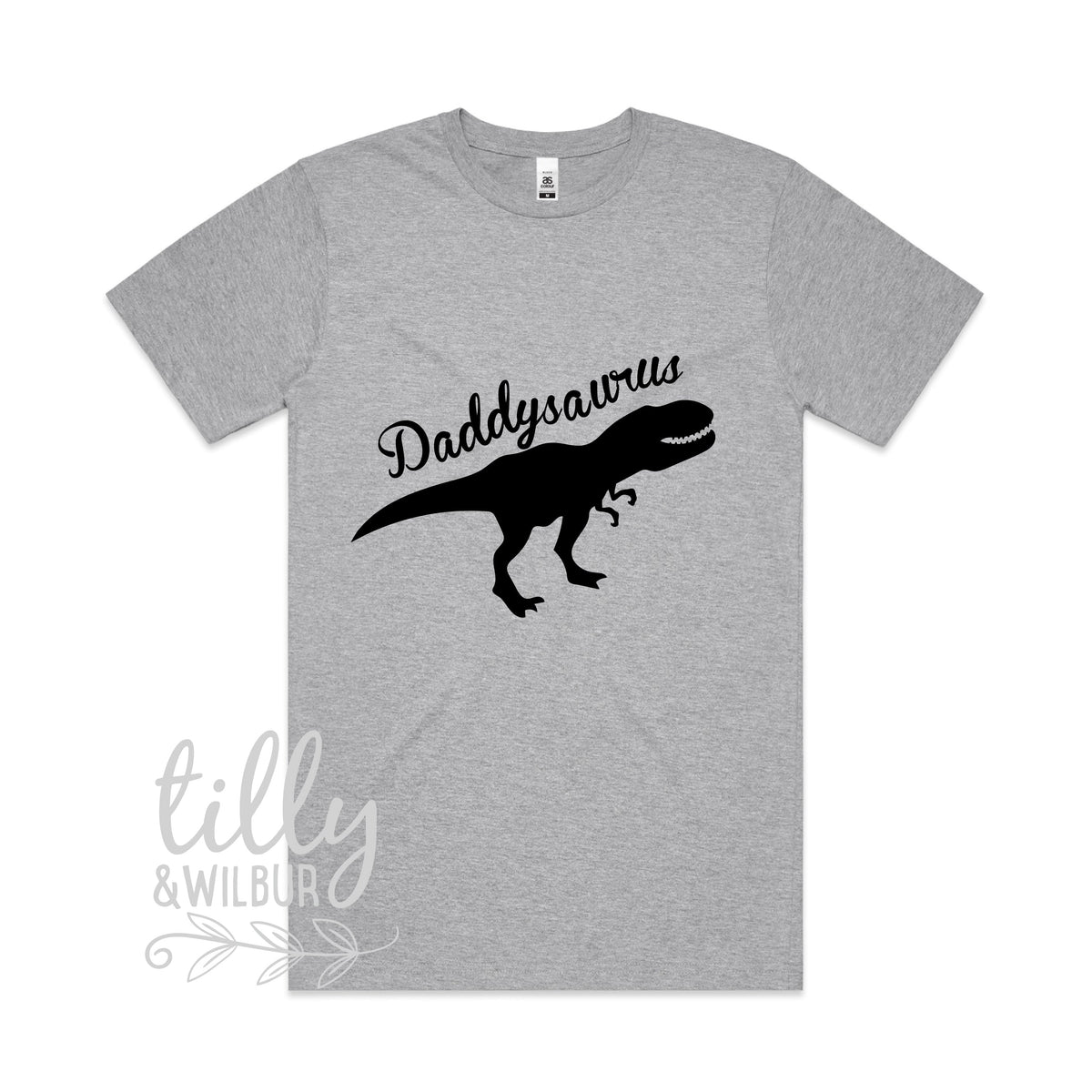 Daddysaurus men's t-shirt in grey with black print