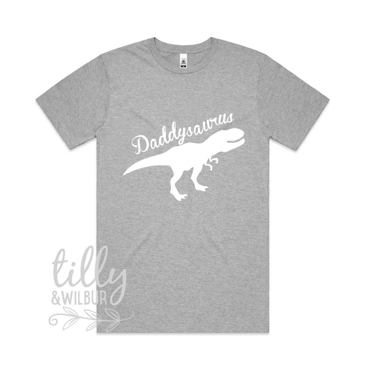 Daddysaurus men's t-shirt in grey with white print